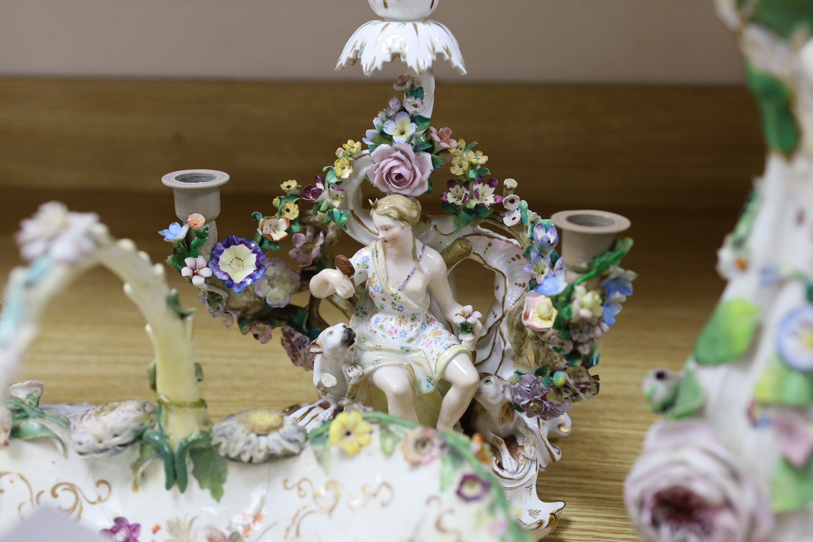 A group of 19th century and later continental floral encrusted porcelain items